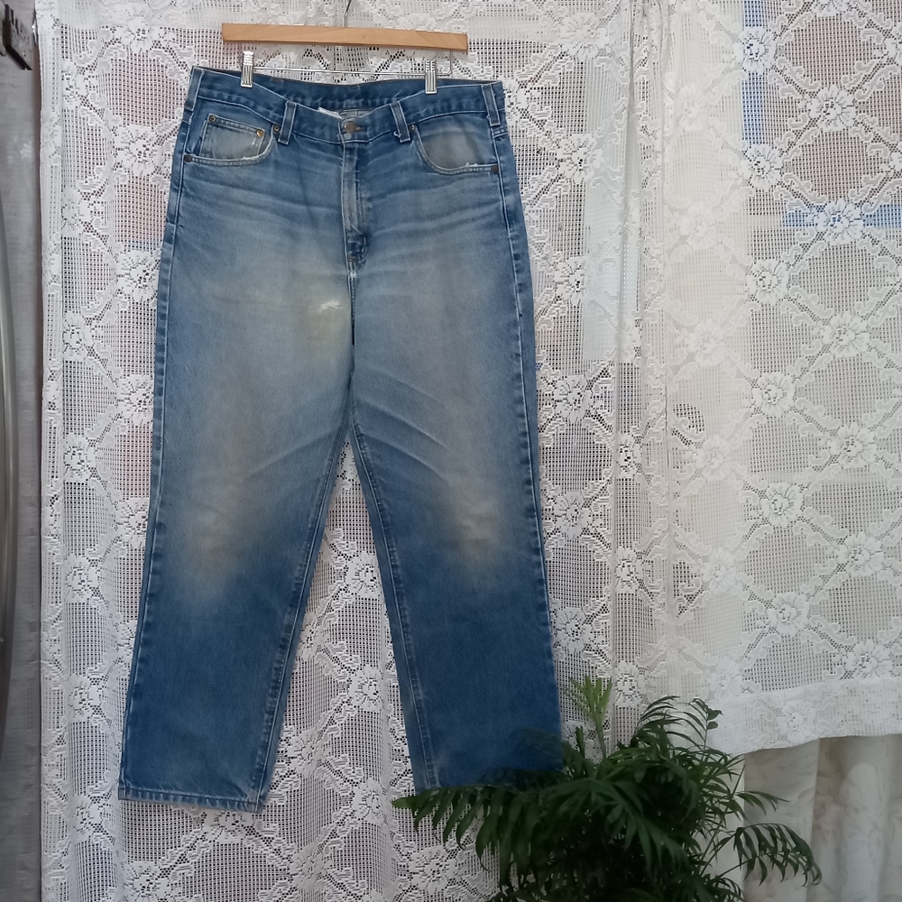 Carhartt Men's Traditional Fit Blue Denim Distressed Jeans Size 38×30